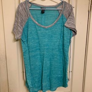 Aqua and Grey Knit T-Shirt by Torrid